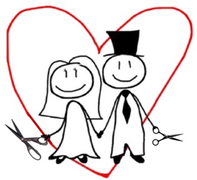 Ehepaar schneidet ein Herz - Cartoon