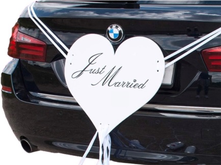 Herz 'Just married' für Hochzeitsauto