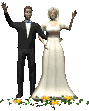 Animiertes (bewegtes) Bild: Das Brautpaar winkt den Gästen zu