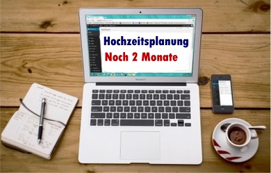 Laptop mit Checkliste: Noch zwei Monate bis zur Hochzeit