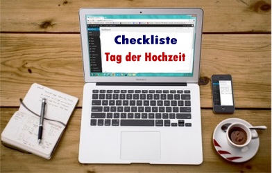 Laptop mit Erledigungsliste: Der Tag der Hochzeit