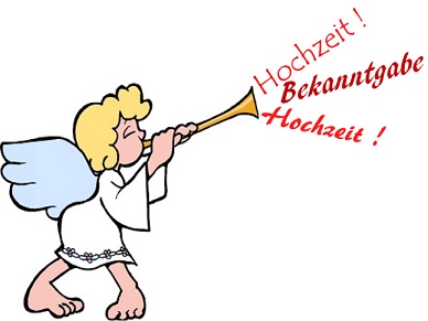 Trompetenengel mit Bekanntgabe: Hochzeit