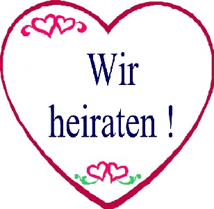 Herz mit Inschrift: Wir heiraten