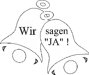 Hochzeitsglocken schwarz-weiß als Hochzeitsanzeige